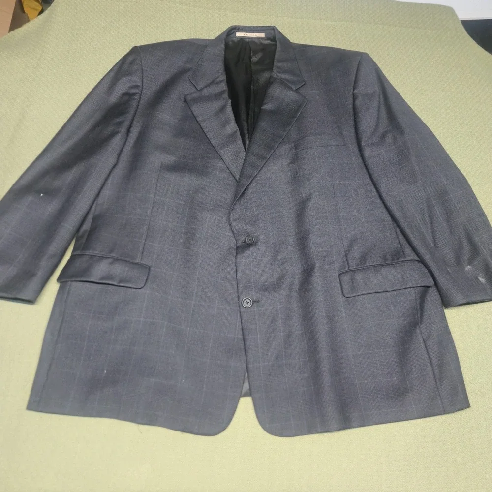 Burberry London Blazer Sport Coat Mens 52 Portly Gray Plaid 100% Wool Boyds Phl